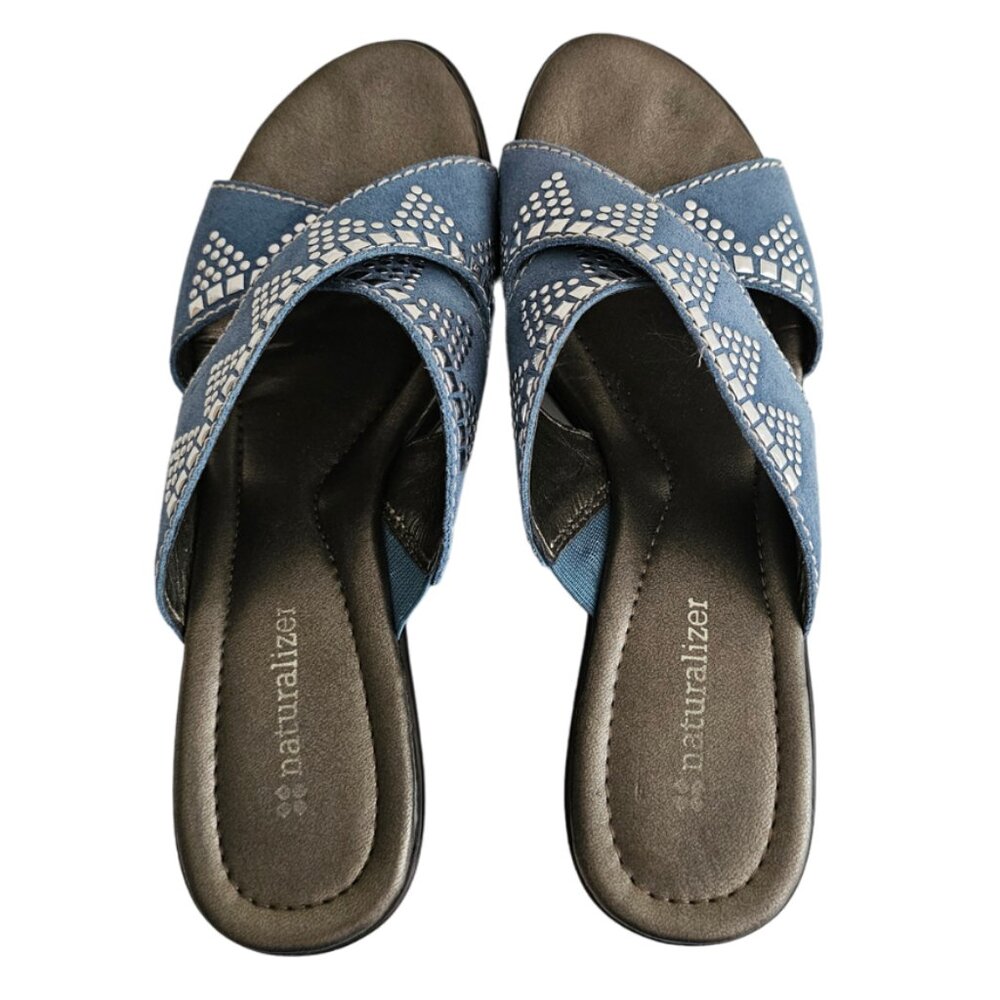 Naturalizer Bavaro Blue Jean Suede Heeled Sandals with Rhinestones | NIB | 6.5 M - Picture 12 of 14